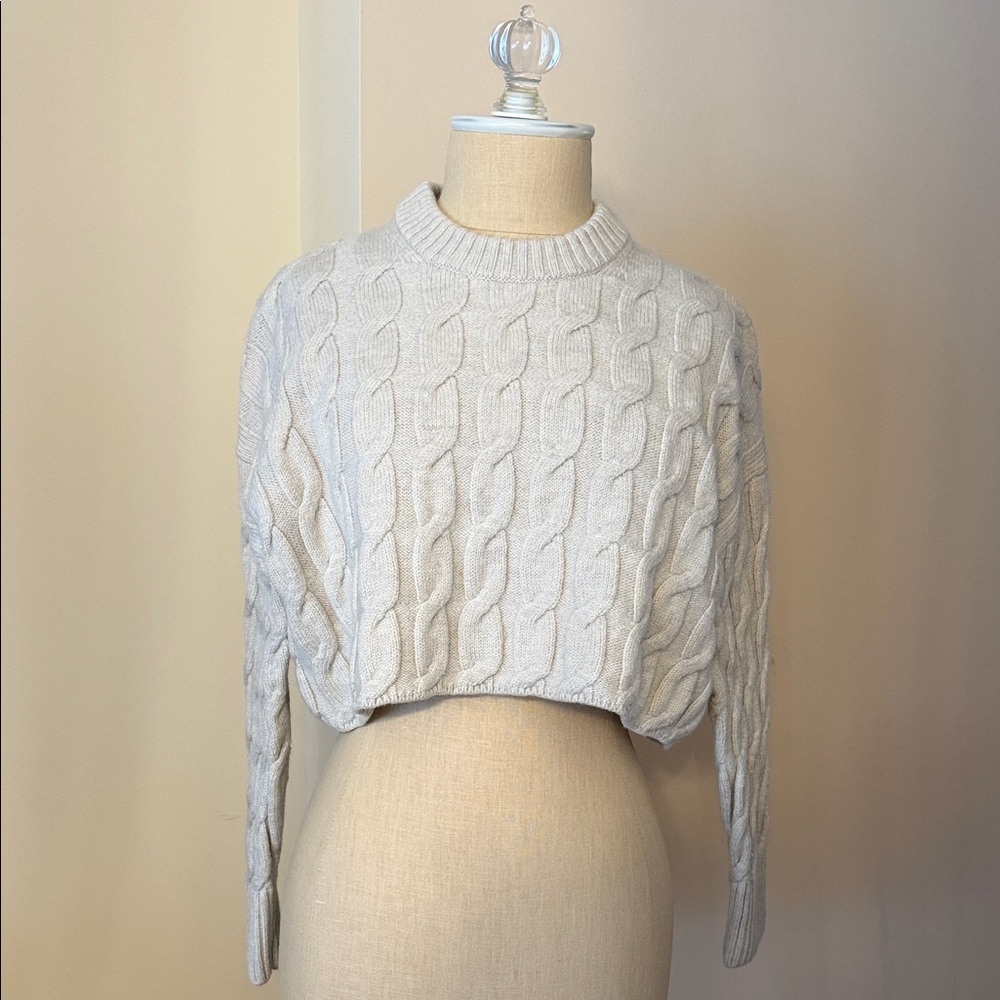 Aritzia Cable Knit Cream Sweater